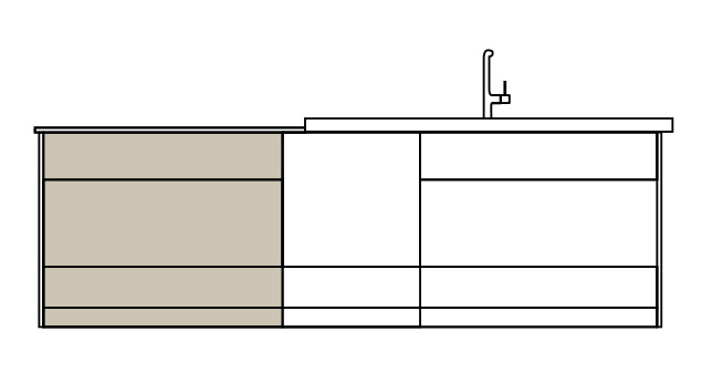 クリナップセントロコンロキャビネット位置